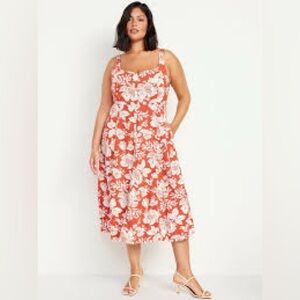 Old Navy Orange and White Sleeveless Sundress